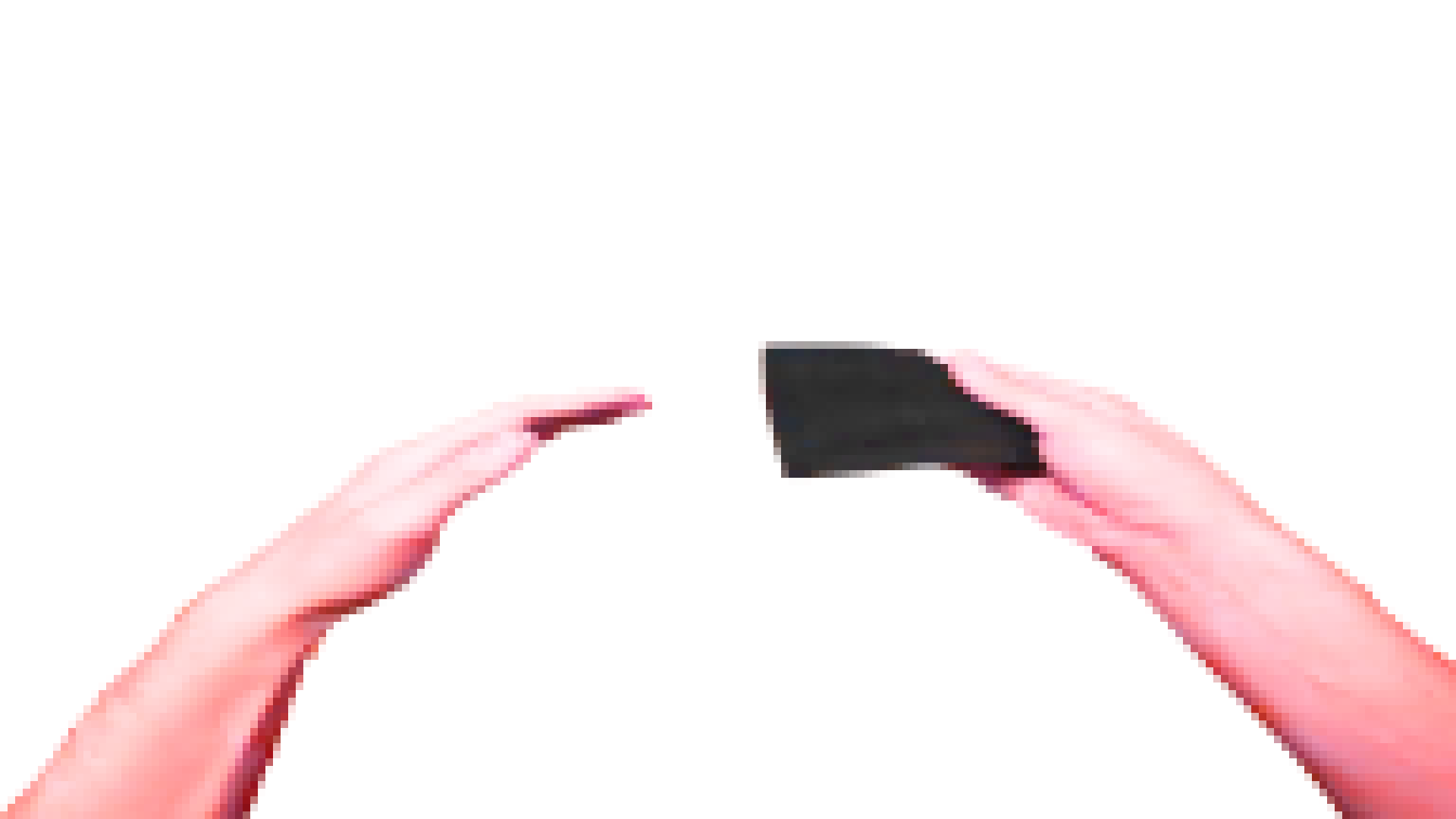 Hand putting on blindfold