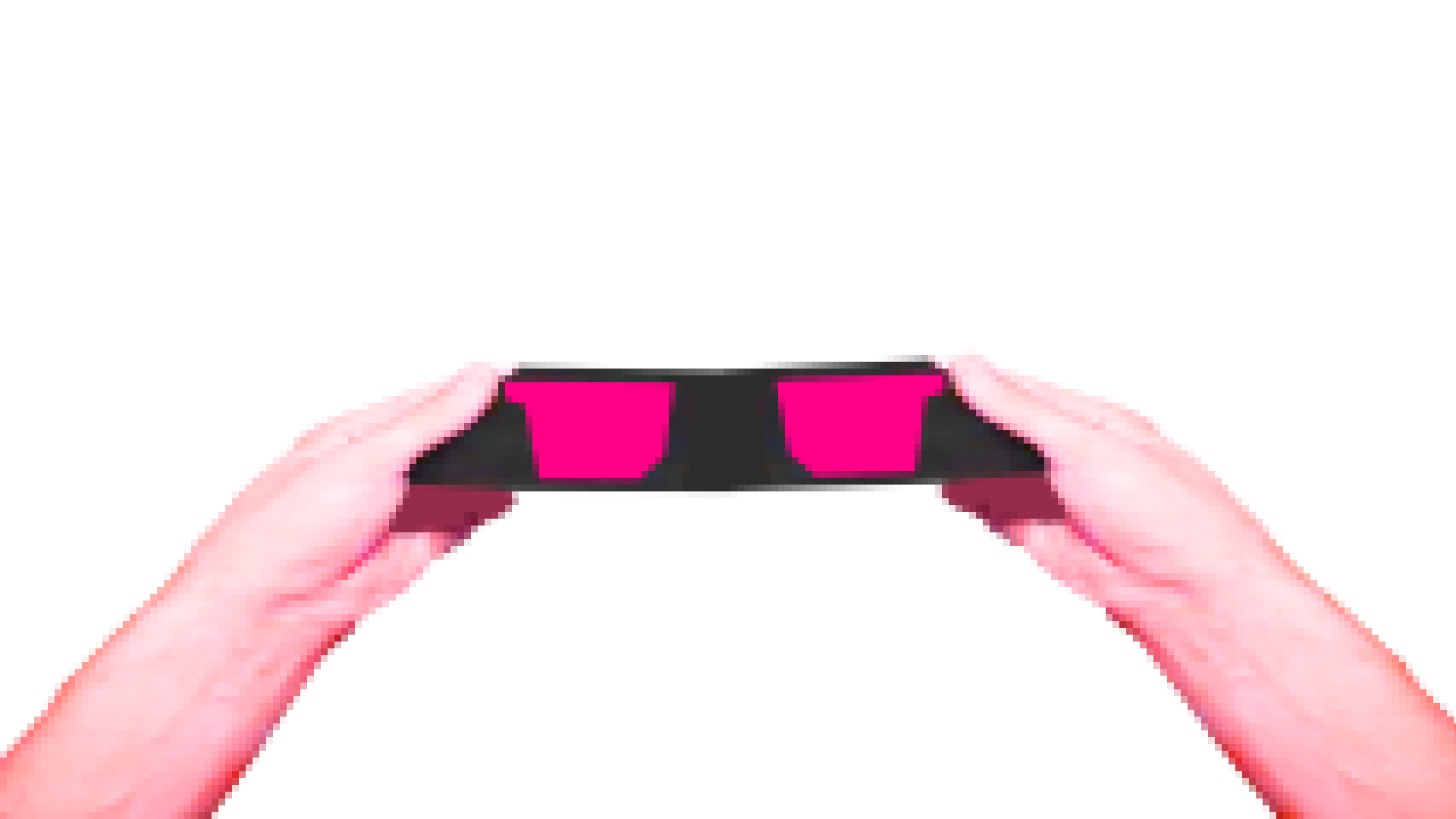 Hand putting on glasses